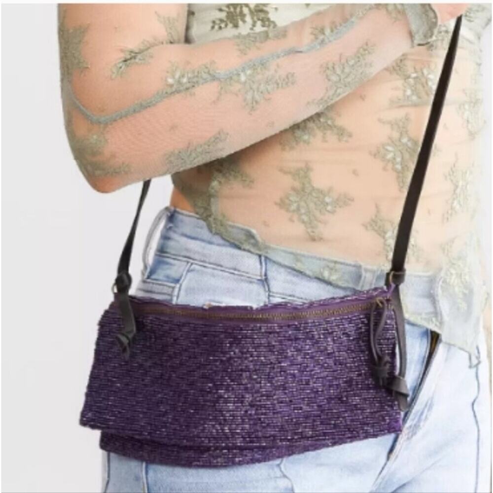 Free People Orchid Purple Embellished Plus One Crossbody Bag